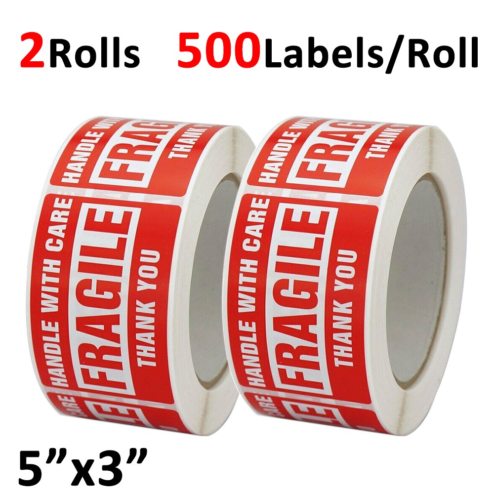 2 Rolls 3″x5″ Fragile Stickers Handle With Care Warning Mailing Shipping Labels