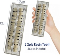 56 Pcs False Teeth Fake 2 Sets Synthetic Resin Dental Tooth, 22 A2