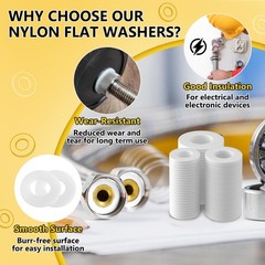 M2, M2.5, M3, M4, M5, M6, M8, M10 millimeters, White Nylon Flat Washers-1200pcs