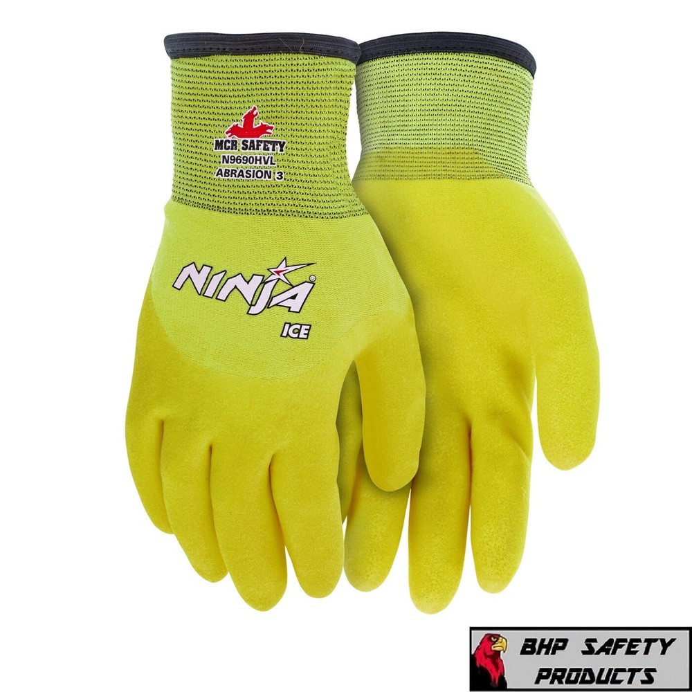 MCR MEMPHIS NINJA ICE *HI-VIS* INSULATED WINTER WEATHER SAFETY WORK GLOVES 1/PR