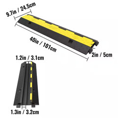 Cable Protector Ramp 2-Channels Modular Speed Bump Hump Rubber 11000 Lbs. Load f