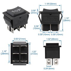 BAOMAIN DPDT Momentary Rocker Switch (ON)-Off-(ON),6-Pin 3 Position Black