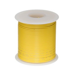 22 AWG Gauge Solid Hook Up Wire Yellow 100 ft 0.0253″ UL1007 300 Volts
