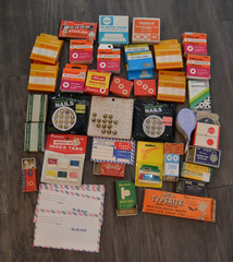 Vintage Office Supplies Lot Dennison Avery Empire Deco Room Tacks Nails Willow