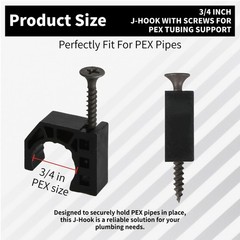 Lbraxyi 50 Pack 3/4″ Half Clamps J-Hook with Screws, PEX 3/4 inch, Black