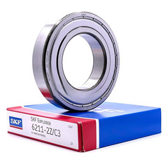 SKF 6211 ZZ C3 DEEP GROOVE BALL BEARING, METAL SHIELDED 55x100x21 mm