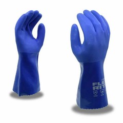 Cordova Flex-Rite Blue PVC Gloves, Textured Finish, Seamless Machine Knit Lined,