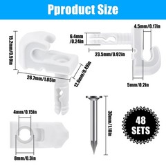 48 Pack 2.7 x 1.2 x 4 cm / 1.07 x 0.47 x 1.57 inches, Drywall clips 48 PACK