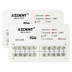 10X AZDENT Dental Metal Brackets Mini/Standard Roth/MBT 018/022 Hooks 3/3-4-5