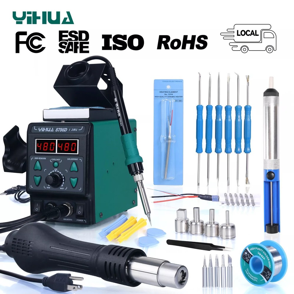 YIHU959D-II Hot Air Rework Station 8786D-I Solder Station Hot/Cool Air Mode