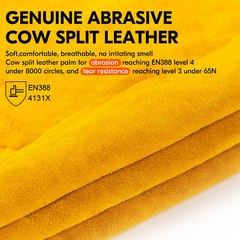 Vgo 1/2/3/9 Pairs Unlined Cowhide Split Leather Work Gloves,Heavy Duty(CB9501-G)