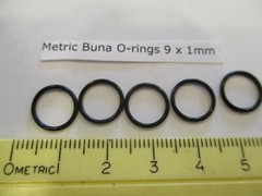 9mm ID x 11mm OD x 1mm thick O-ring. Buna-70. Quan 5.