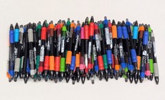 100 Misprint Click Pens MAXGLIDE Hub Pen Mixed MULTICOLOR Lot Thick Rubber Grip