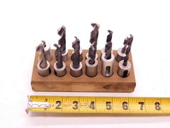 LOT OF 12 VARIOUS SIZE SCREW MACHINE LENGTH DRILL BITS WITH 3/4 O.D. BUSHINGS