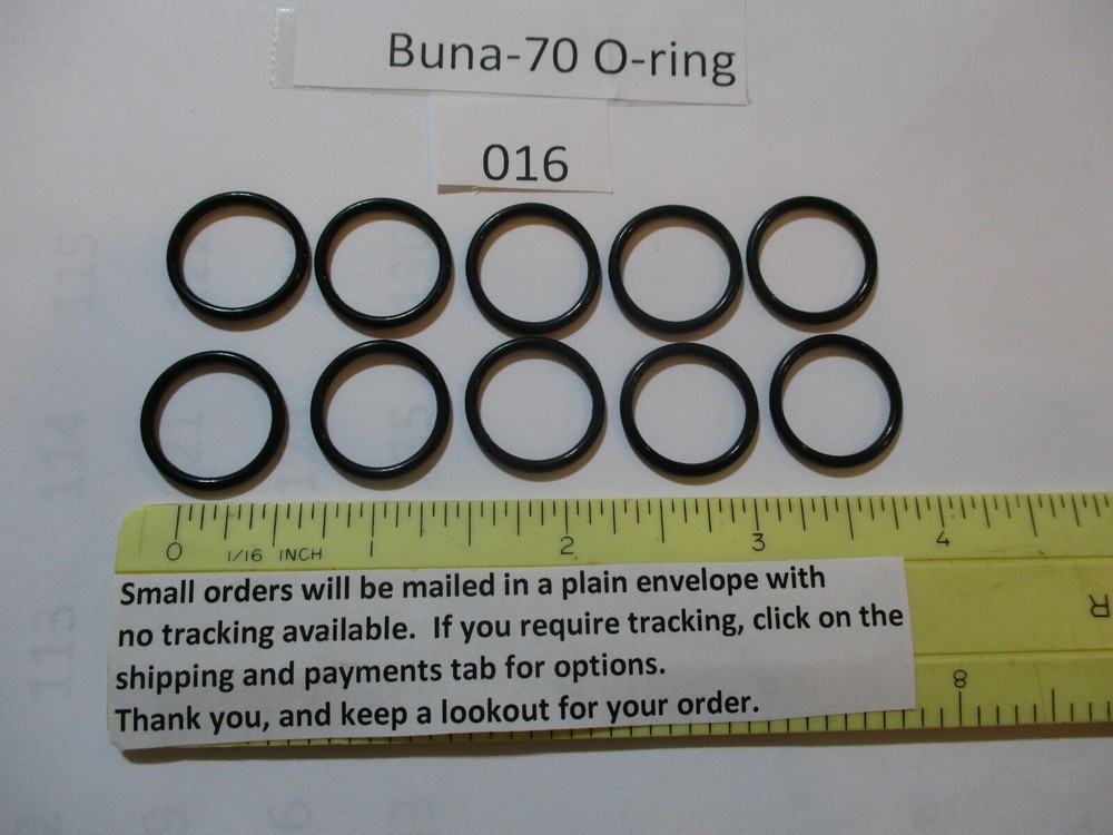 016 O-ring. 5/8″ ID x 3/4″ OD x 1/16″ thick. Buna-70. Quan 10.