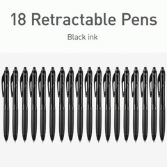 Pentonic B-RT Retractable Ballpoint Pens, 18 Count, Black Ink, 0.7 mm Fine Po…