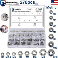 267pcs Metric Hex Nuts & Lock Nuts Assortment Kit M2-M12 Stainless Steel Hex Nut