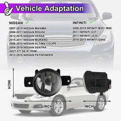 Fog Light Nissan Altima Maxima Sentra Murano Rogue Infiniti M35 M45 H11 Lens