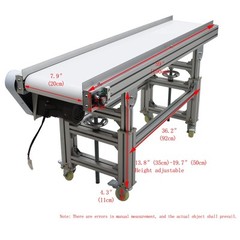 110V 59″L×7.9″W Electric Commercial PVC Belt Conveyor Aluminum Body 120W 66Lbs