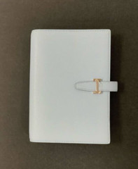 Compact Franklin Covey Baby Blue Leather Botanica Binder *Rare*
