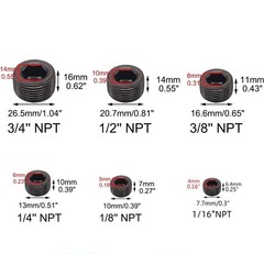 55x NPT plug 3/4 1/2 3/8 1/4 1/8 1/16 Male Thread Internal Allen Head Pipe Plugs