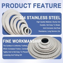 20 PCS M12 Double Side Lock Conical Washer 304 Stainless 12x18x1.1mm Thick Nut