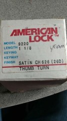 AMERICAN LOCK 9220 1 1/8″ THUMBTURN WITH REGULAR CAM US26D MADE IN USA NOS