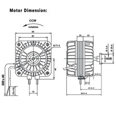 Shaded Pole Motor YZF18-25, 120V 60HZ 18W 1.01A 1550 r/min, With Single Phase