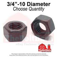 3/4″-10 Grade 8 Finished Hex Nuts Plain Coarse Thread (Pick Quantity)