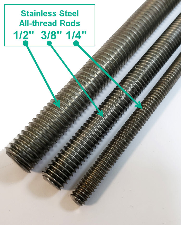 ALL-THREAD ROD STAINLESS STEEL Size: 1/4″; 3/8″; 1/2″ [Length Selectable]