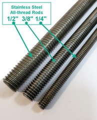 ALL-THREAD ROD STAINLESS STEEL Size: 1/4″; 3/8″; 1/2″ [Length Selectable]