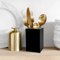 2 Pack Black Acrylic Pencil Pen Holder Cup,Desk Accessories Holder,Makeup Brush