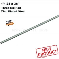 All Thread Rod 1/4-28″ Fully Threaded Rod 36″ Zinc Plated Steel 3 Feet Long NEW