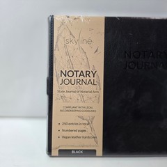 Skyline Notary Journal Official Record Log Book 250 Entries Vegan Leather Black