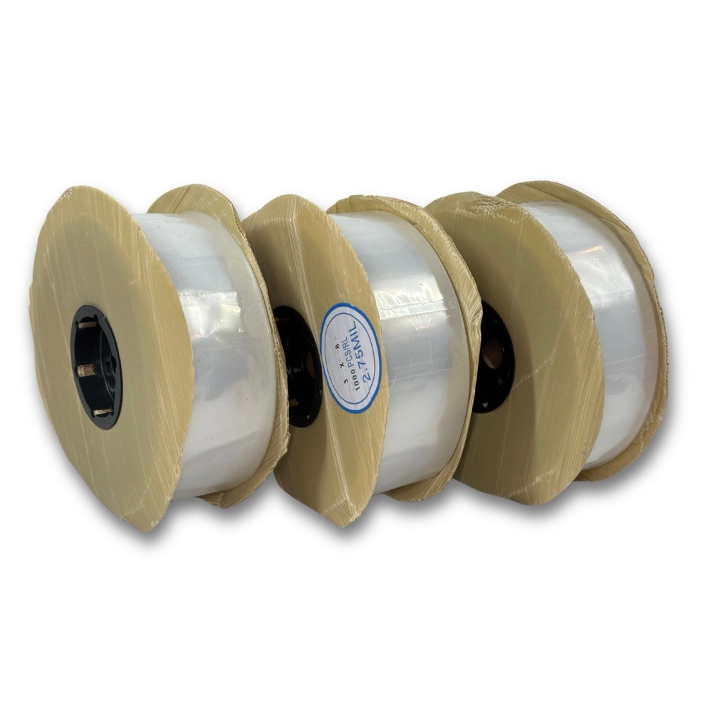Lot of 3 Rolls: 3″ x 8″ 2.75 Mil Open-End Clear Plastic Poly Bags 1000 Pcs/Roll