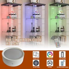 Tempered Glass Antique Curio Display Cabinet with Drawer RGB LED Light 4 Shelves