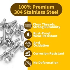 246Pcs Stainless Steel Hex Bolts & Nuts Assortment Kit, Washers for Home & Auto