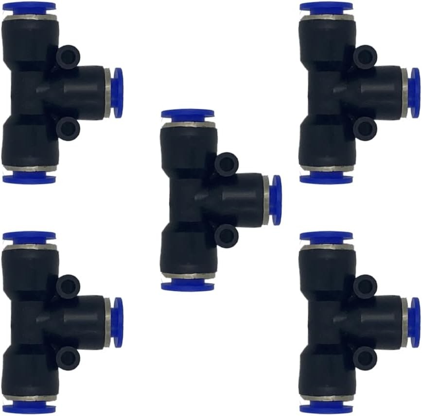 5 Pcs 8mm x x Pneumatic T Shaped 3 Way Tube Reducer 8-8-8, Blue
