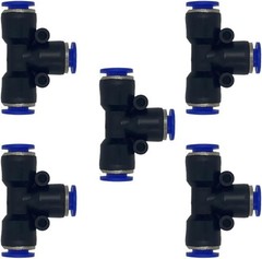 5 Pcs 8mm x x Pneumatic T Shaped 3 Way Tube Reducer 8-8-8, Blue