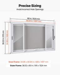 VEVOR 60×36 in Concession Window Aluminum Alloy Service Window for Food Truck