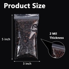 500 Pcs 3×5 Inch Clear Resealable Plastic Bags Mini Poly Zip Lock Storage Gifts