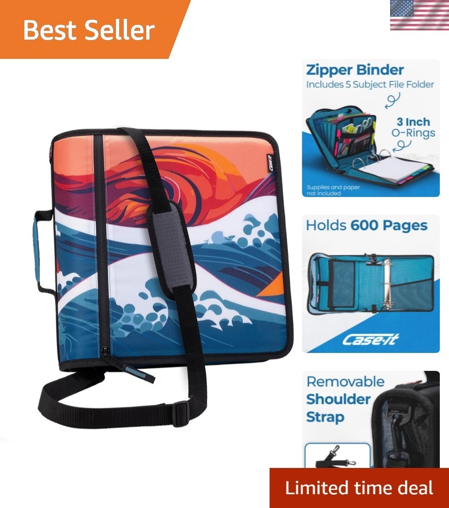 Mighty Zip Tab School Zipper Binder | 3-Inch O-Rings, 600-Sheet Capacity, 5-S…