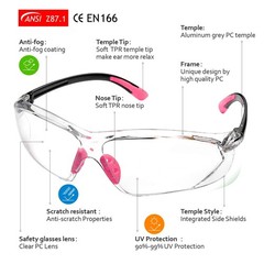 Safety Glasses Anti Fog Lens,HD Clear Scratch Resistant Work Glasses with Adj…