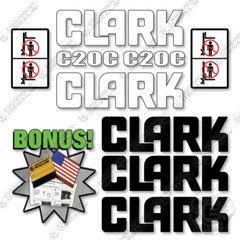 Fits Clark C20C Decal Kit Forklift – 7 YEAR OUTDOOR 3M VINYL!