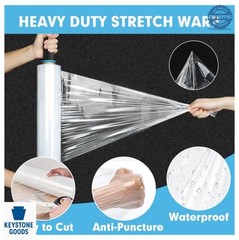 Stretch Film 15 x 1200 Ft 4 Rolls Industrial Strength Clear Wrap with Handles