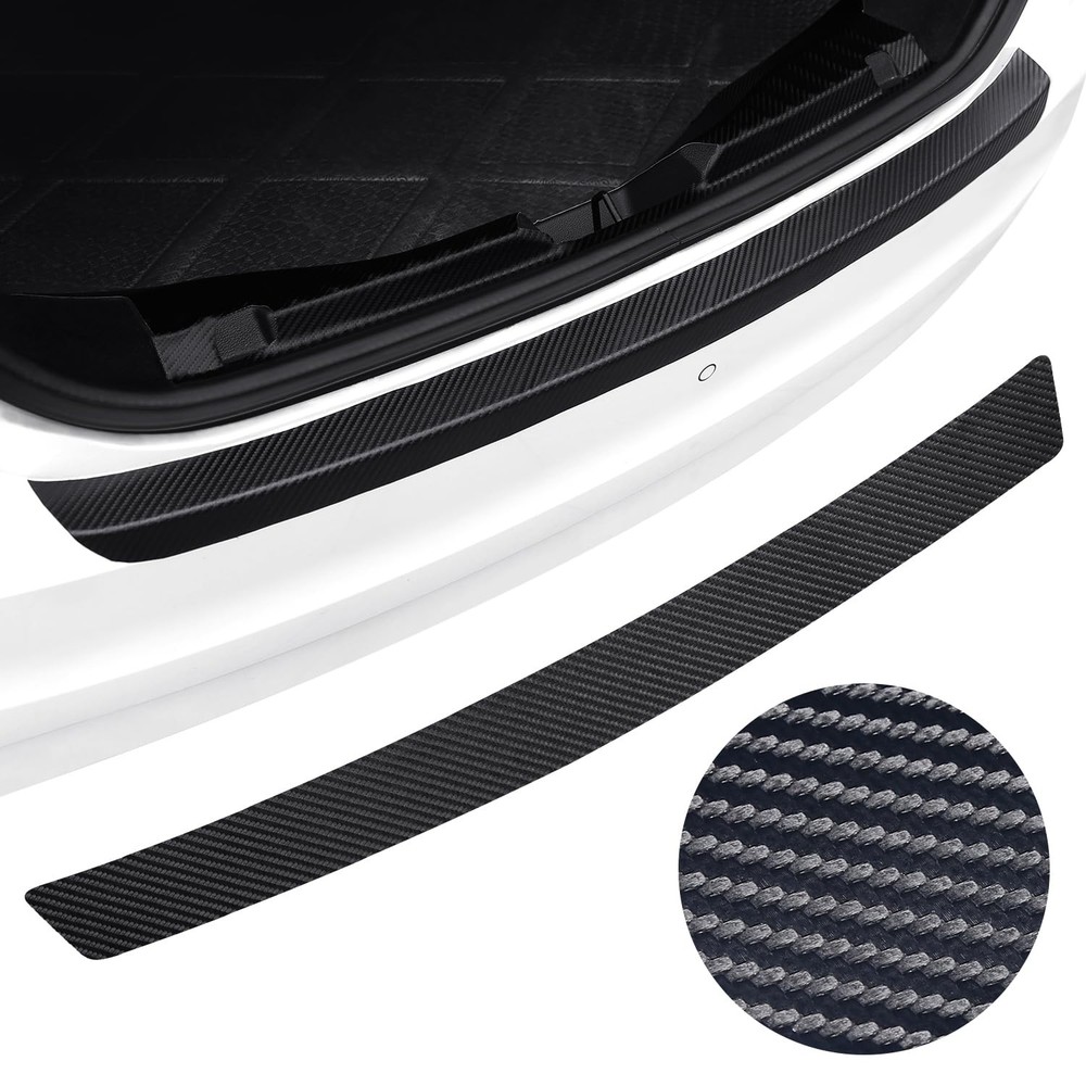 Universal Rear Bumper Protector, 40×3.54 Inches Carbon Fiber Textured Anti-Sc…