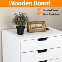 5 Drawer Dresser Rolling Clothing Storage Chest Beside Wall Mobile Store Clothes