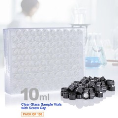 Set of 100 4ml/10ml Glass Vials with Screw Caps Clear Liquid Sample Vial Bottle