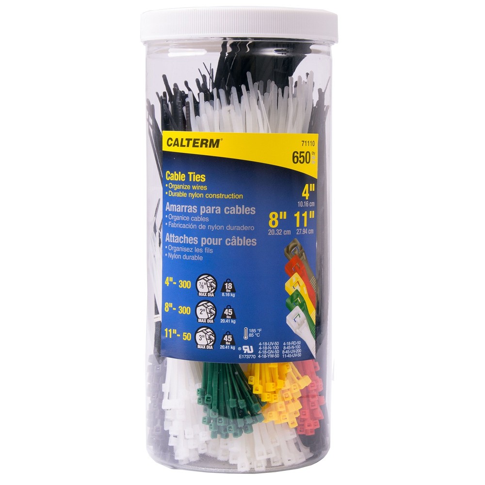 Calterm 71110 4X8X11 Nylon Cable Tie Black Natural Assorted