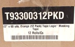 Tape Logic® ORANGE Masking Tape 1/2″ X 60 yards (4.9mm) T93300312PKD 12 Rolls
